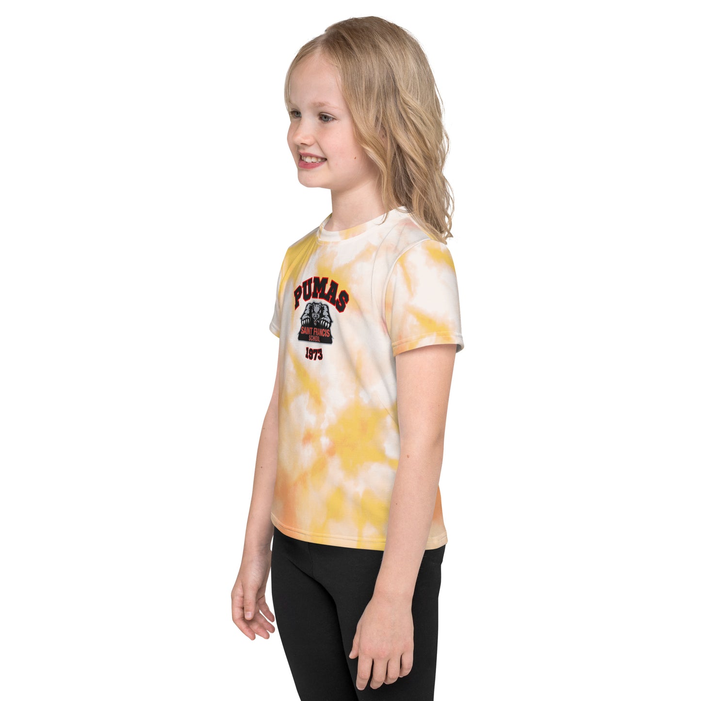 Kids crew neck t-shirt yellow tie dye