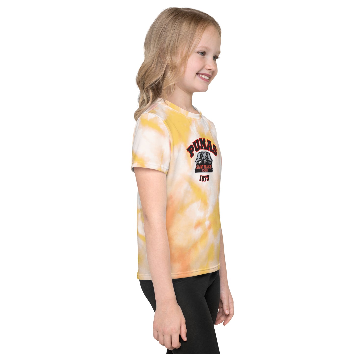 Kids crew neck t-shirt yellow tie dye