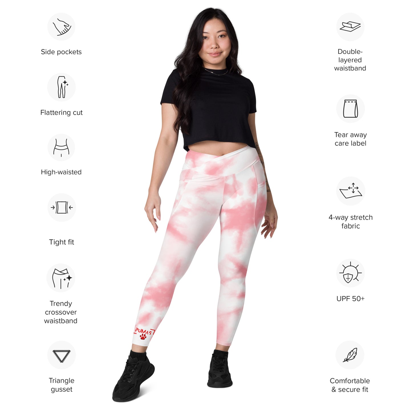Crossover leggings with pockets