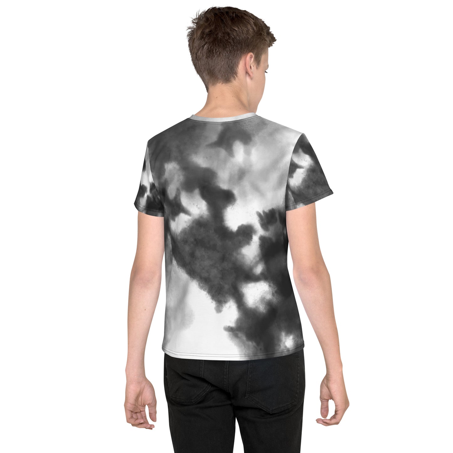 Youth crew neck t-shirt gray tie dye