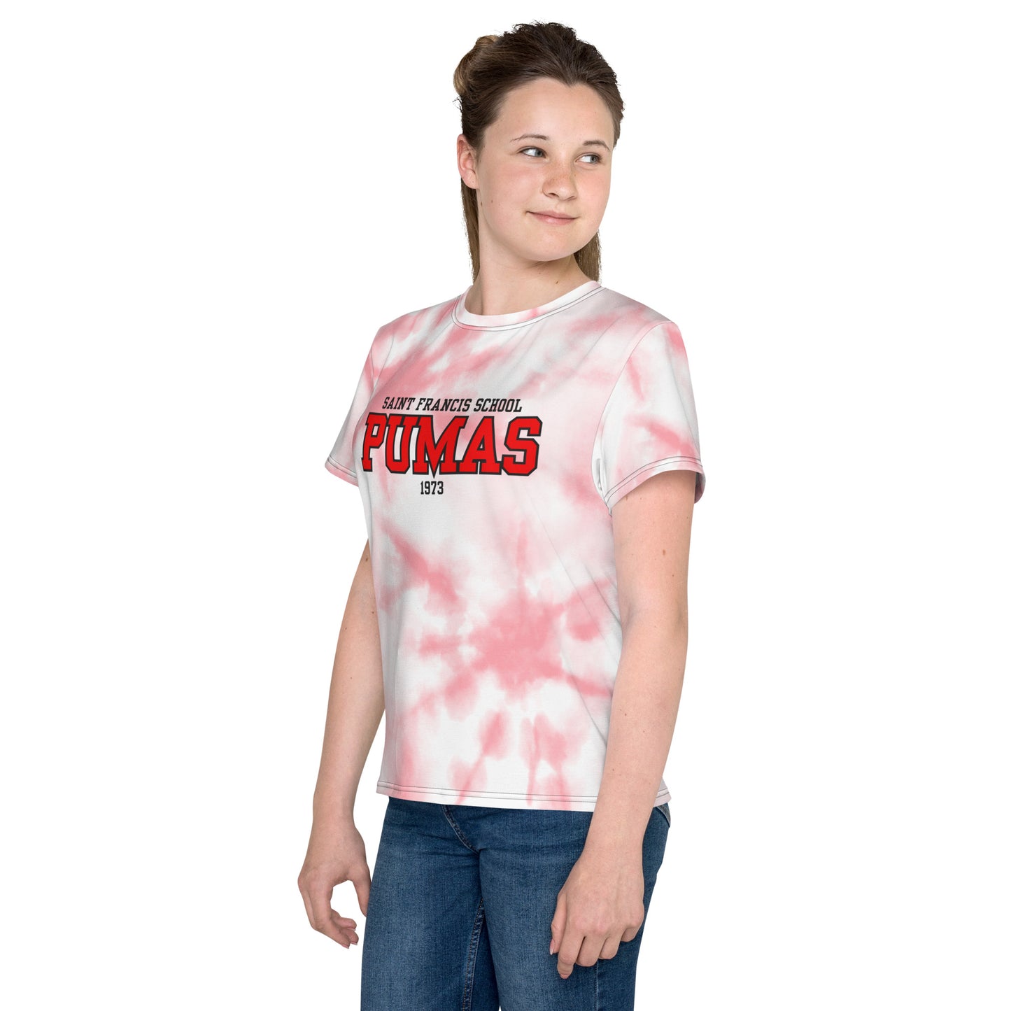 Youth crew neck t-shirt with red logo