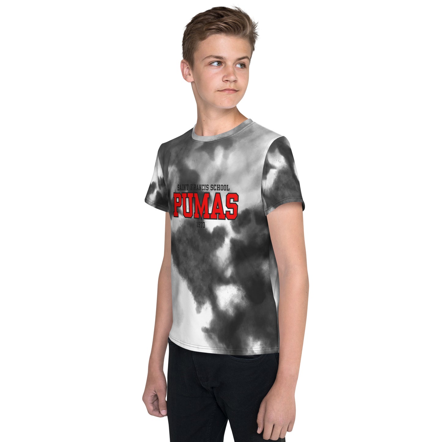 Youth crew neck t-shirt gray tie dye