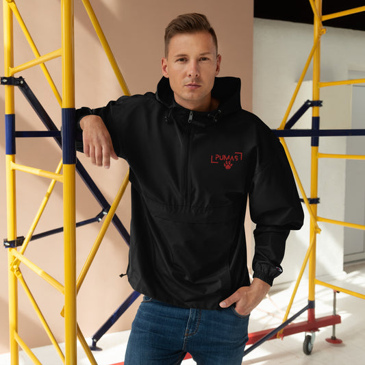 Embroidered Champion Packable Jacket with futuristic logo