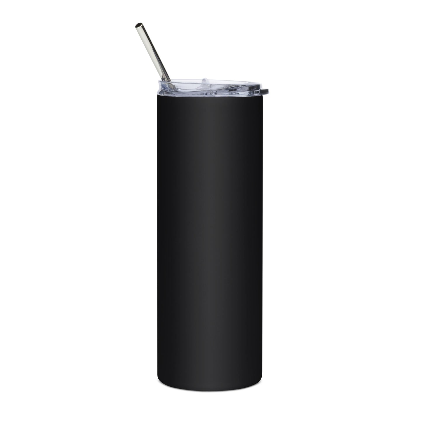 Stainless steel tumbler with red logo