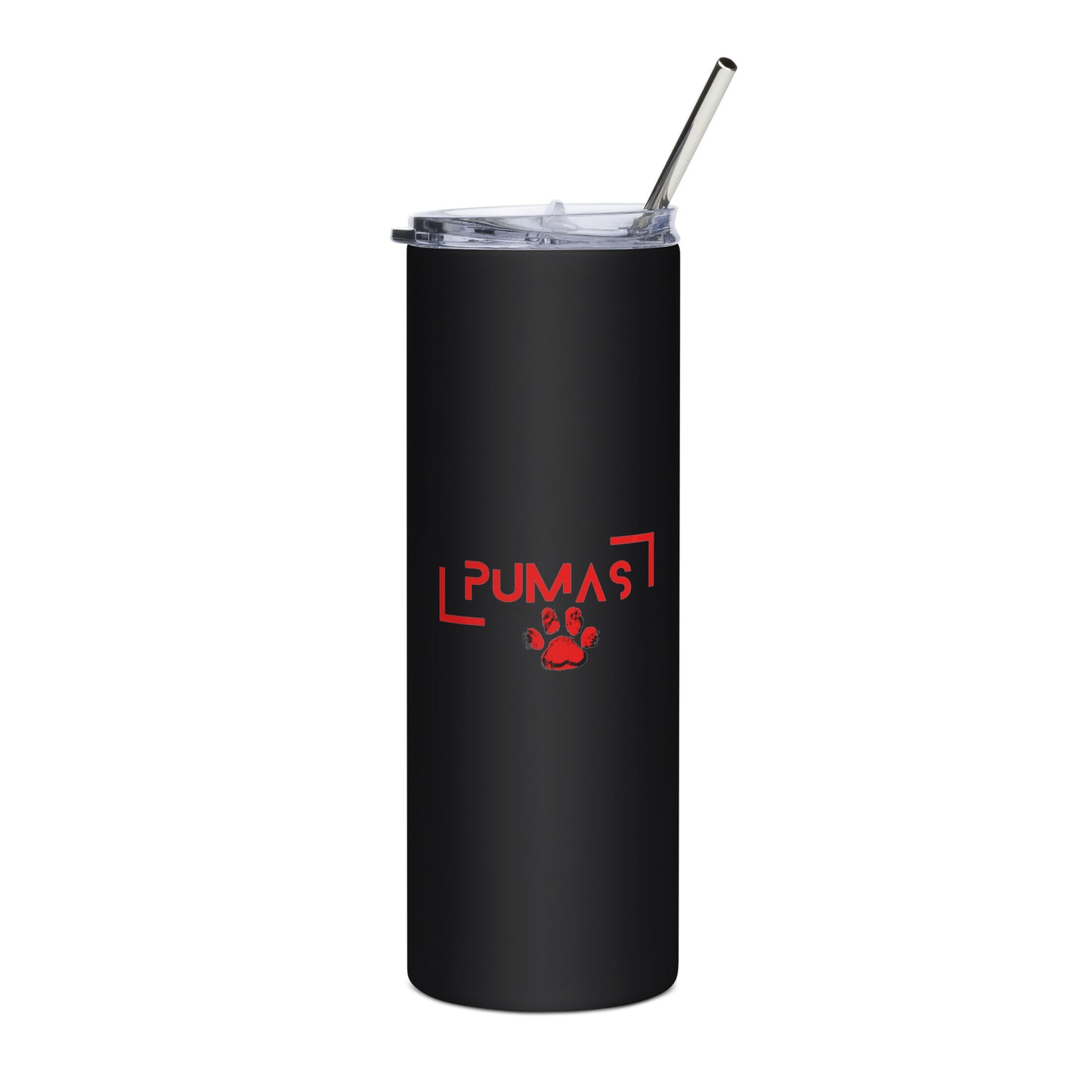 Stainless steel tumbler with red logo