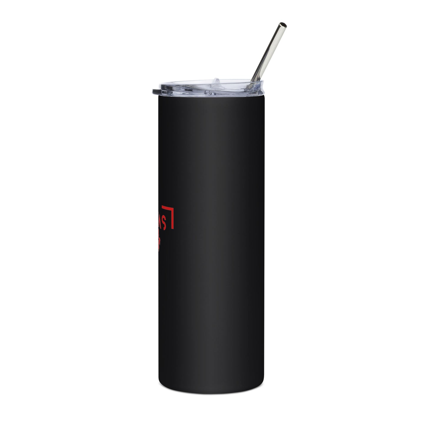Stainless steel tumbler with red logo