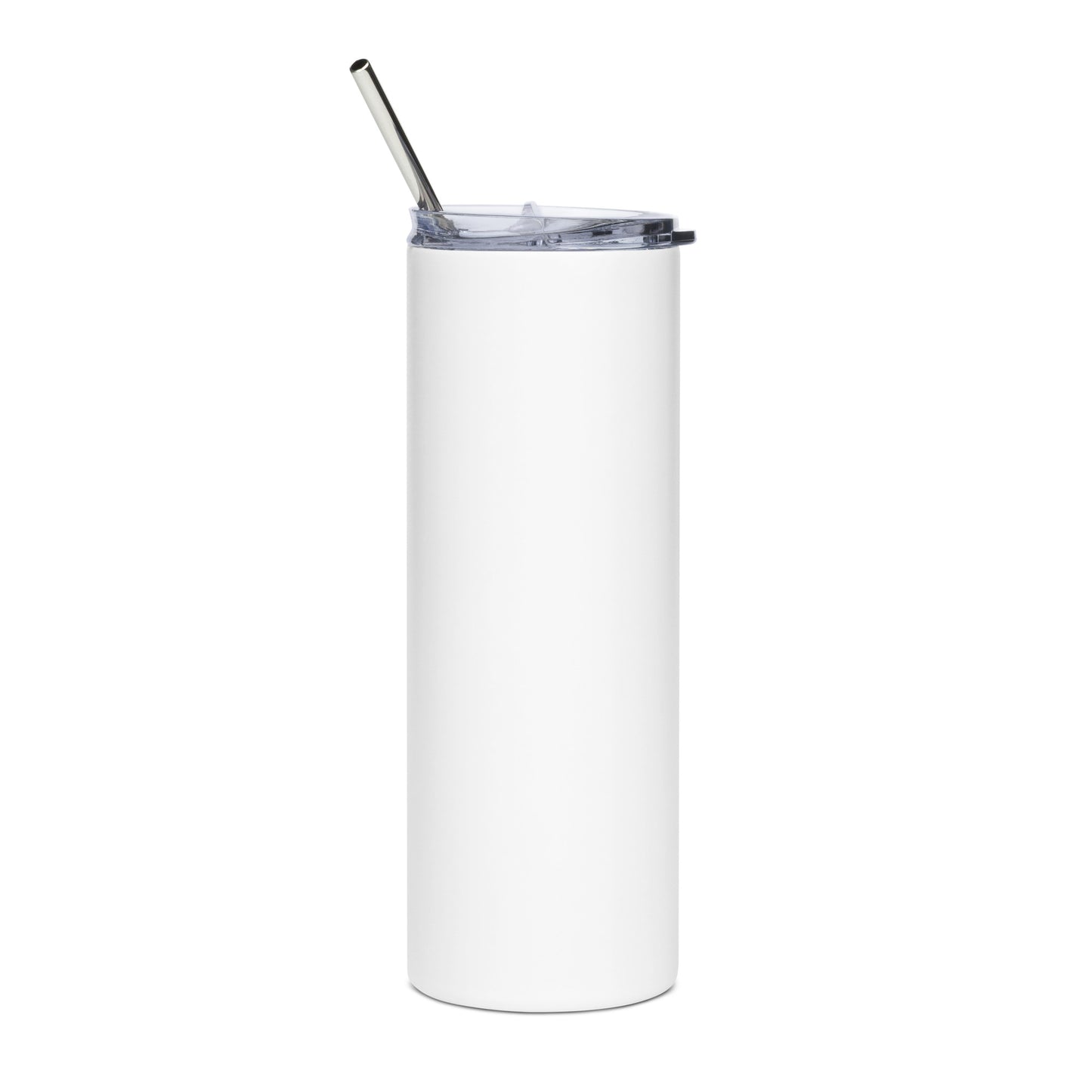 Stainless steel tumbler with red logo