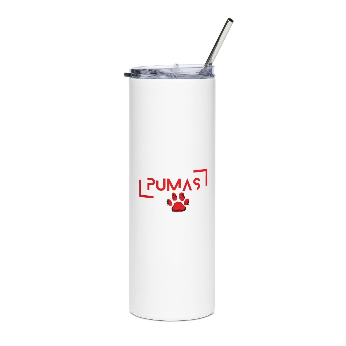 Stainless steel tumbler with red logo