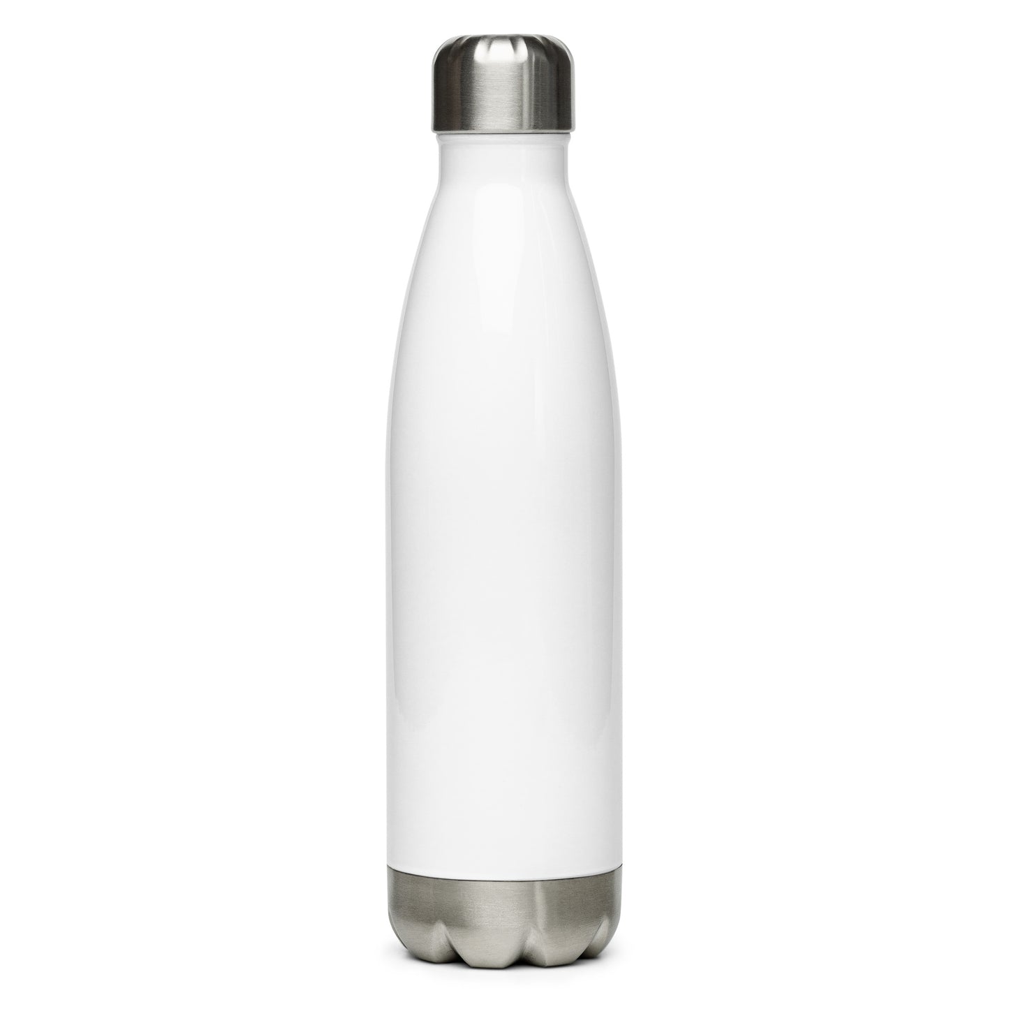 Stainless steel water bottle with red logo