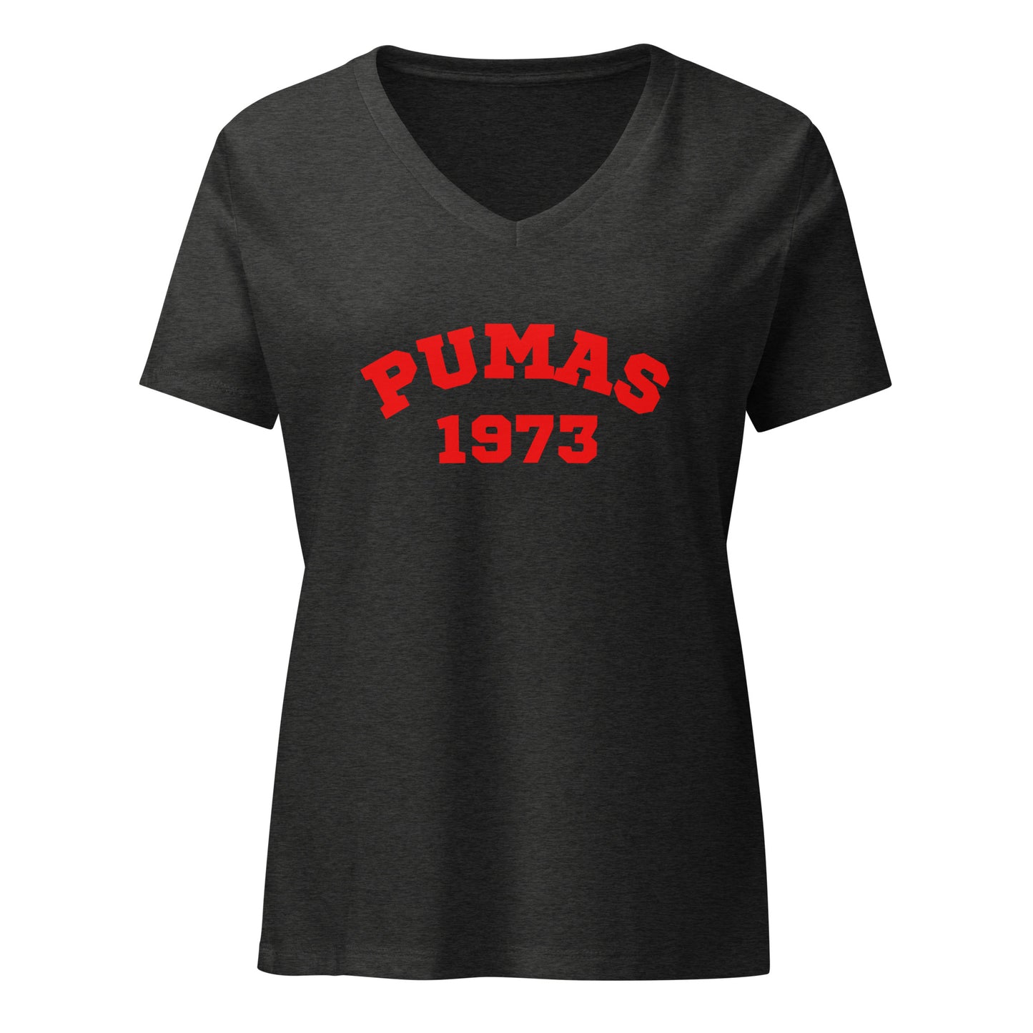 Women’s relaxed v-neck t-shirt with Red Puma