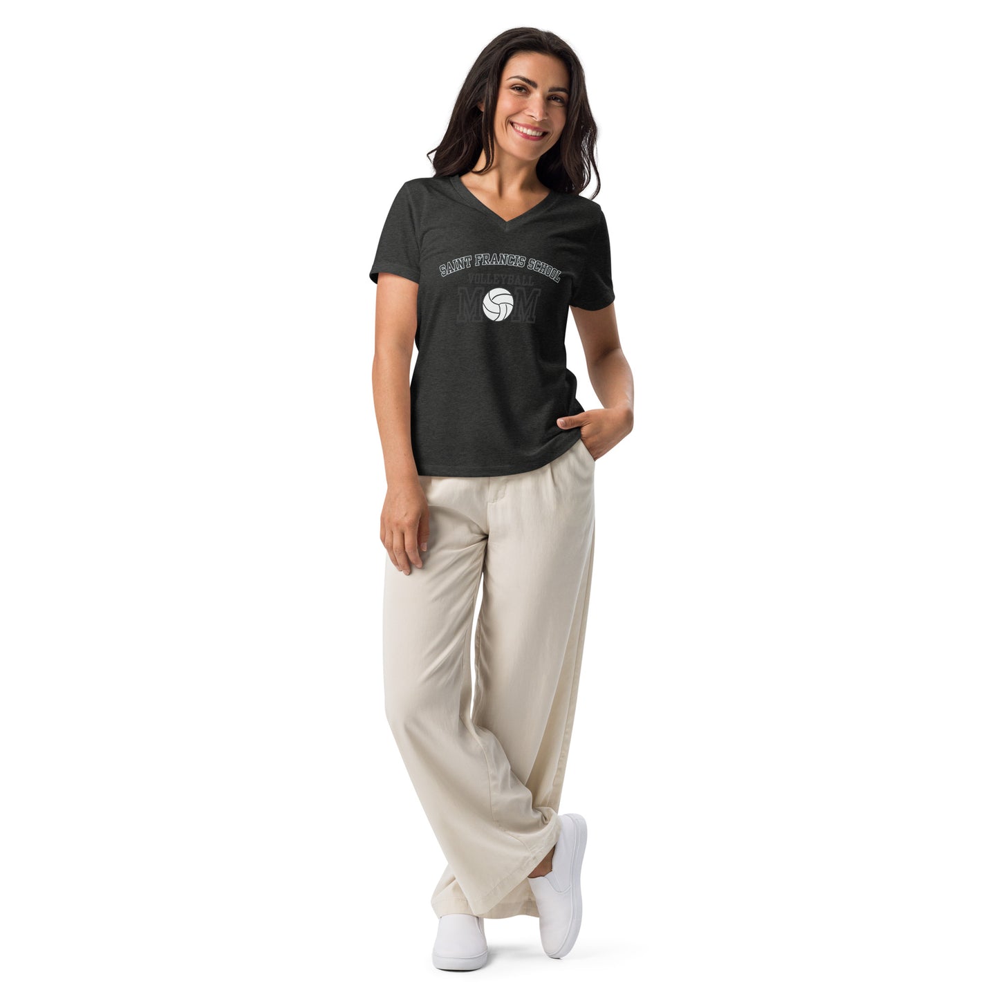 Women’s relaxed v-neck t-shirt VOLLEYBALL MOM2