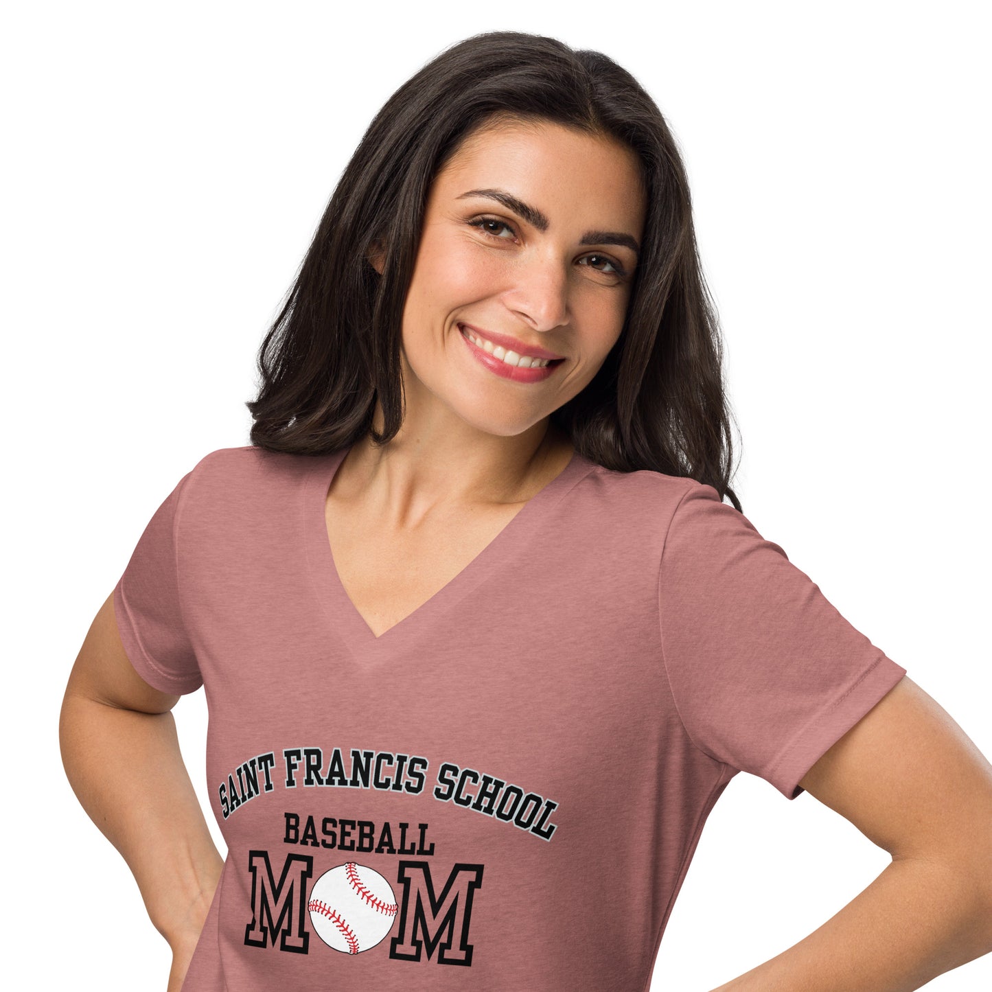 Women’s relaxed v-neck t-shirt Baseball Mom 2