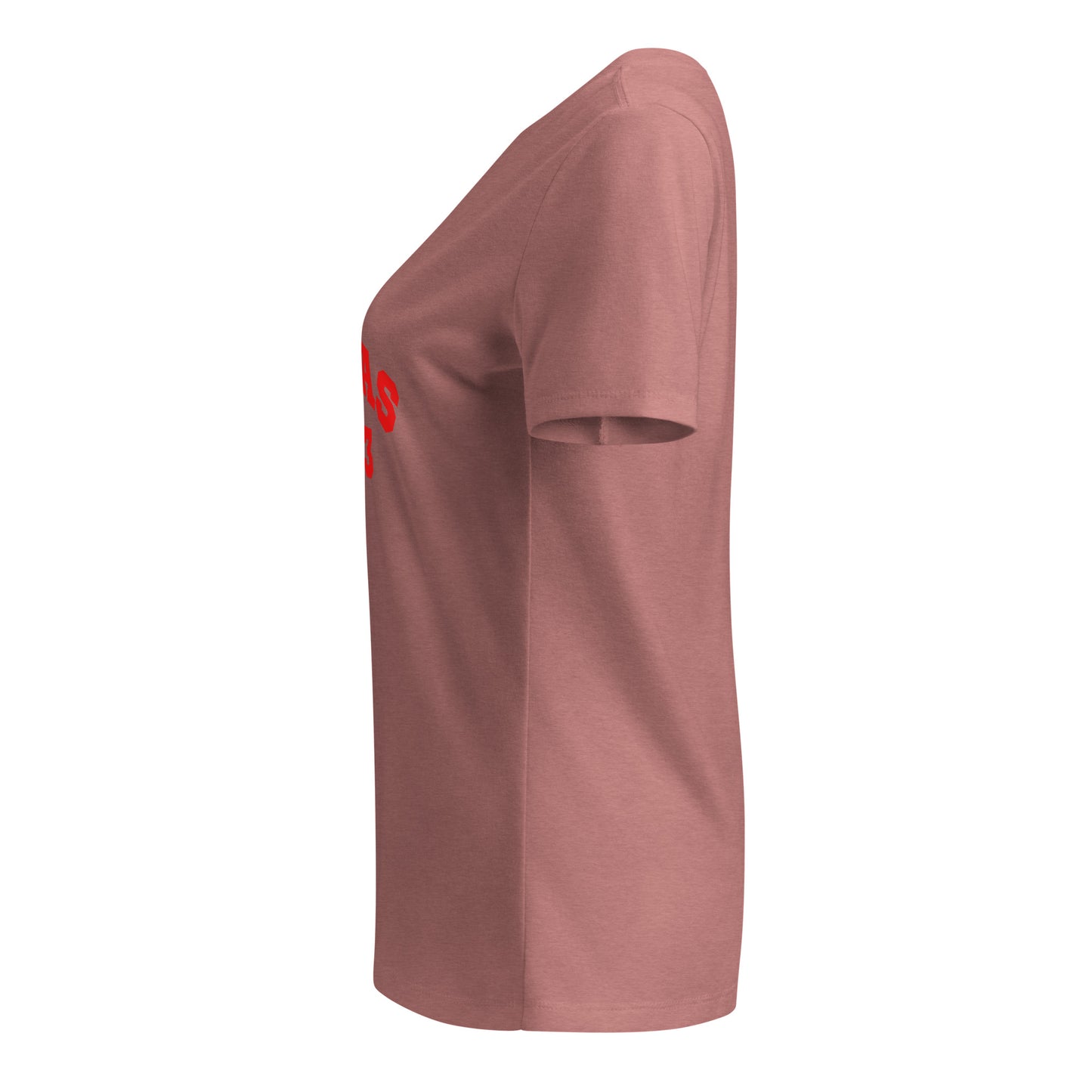 Women’s relaxed v-neck t-shirt with Red Puma