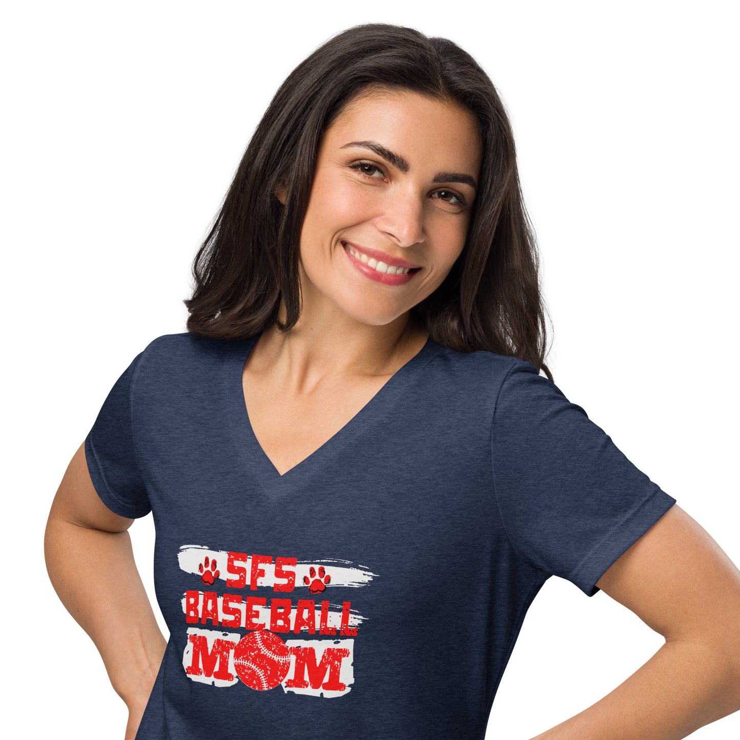 Women’s relaxed v-neck t-shirt Baseball Mom 3