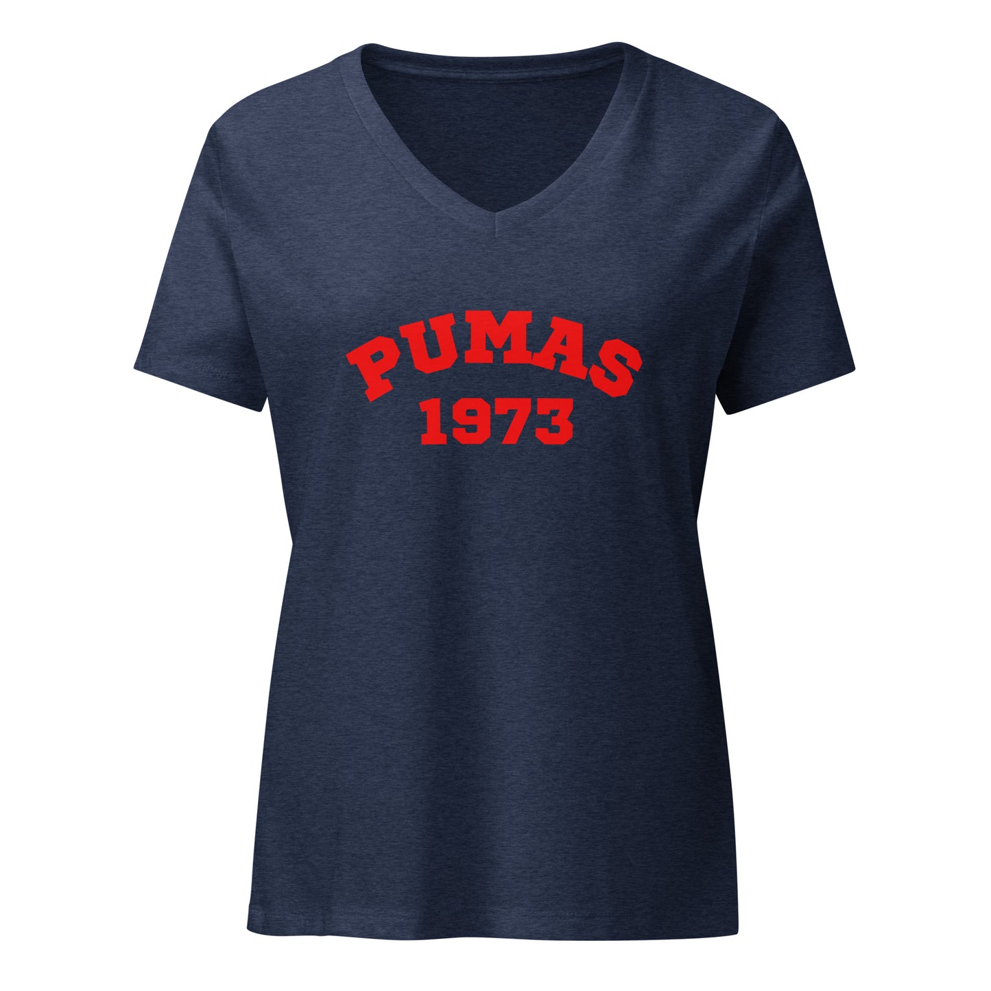 Women’s relaxed v-neck t-shirt with Red Puma