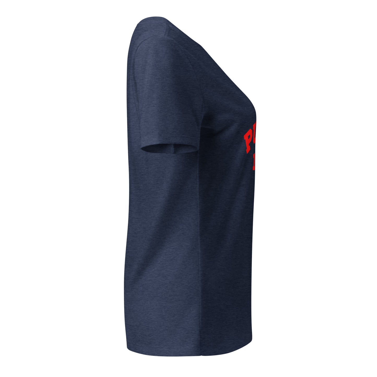 Women’s relaxed v-neck t-shirt with Red Puma