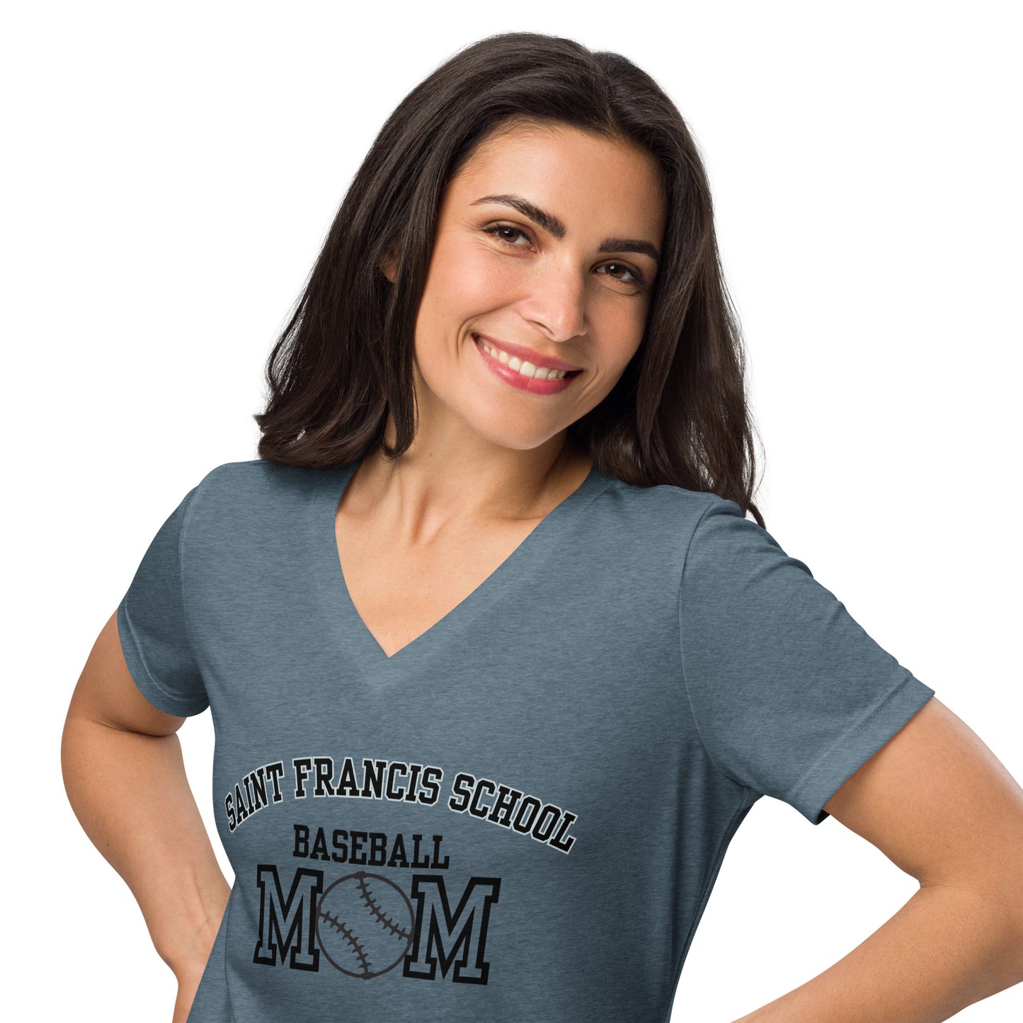 Women’s relaxed v-neck t-shirt BASEBALL MOM