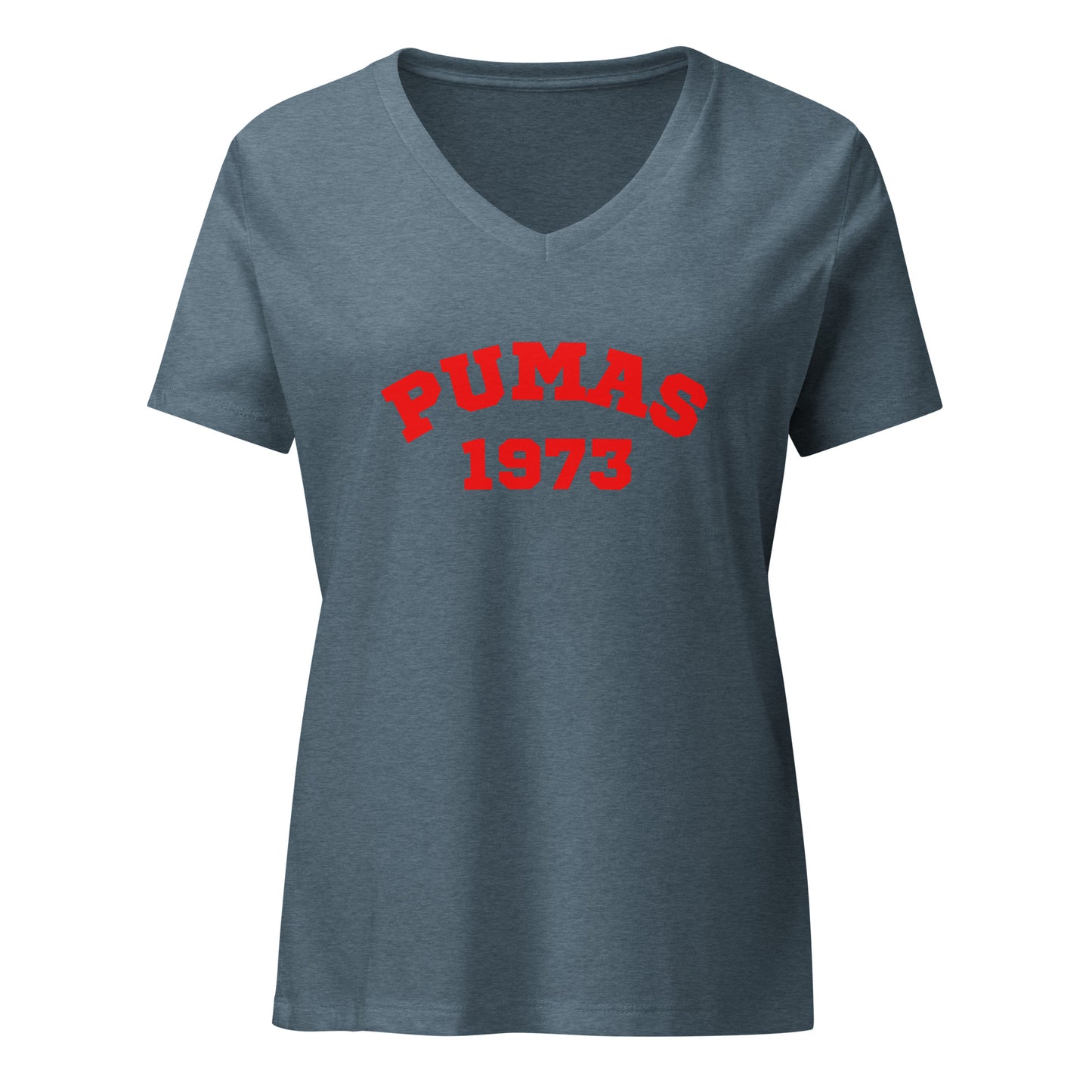 Women’s relaxed v-neck t-shirt with Red Puma