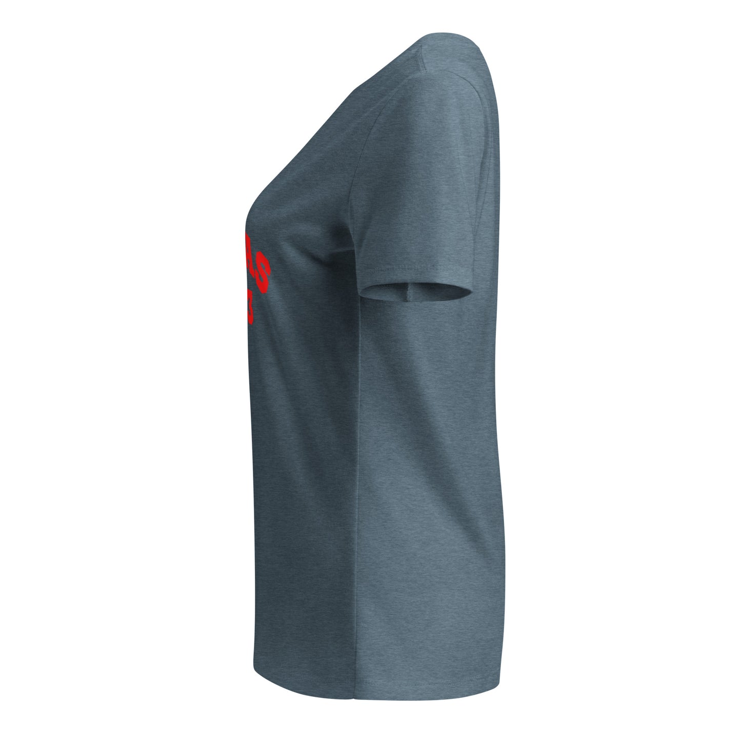 Women’s relaxed v-neck t-shirt with Red Puma