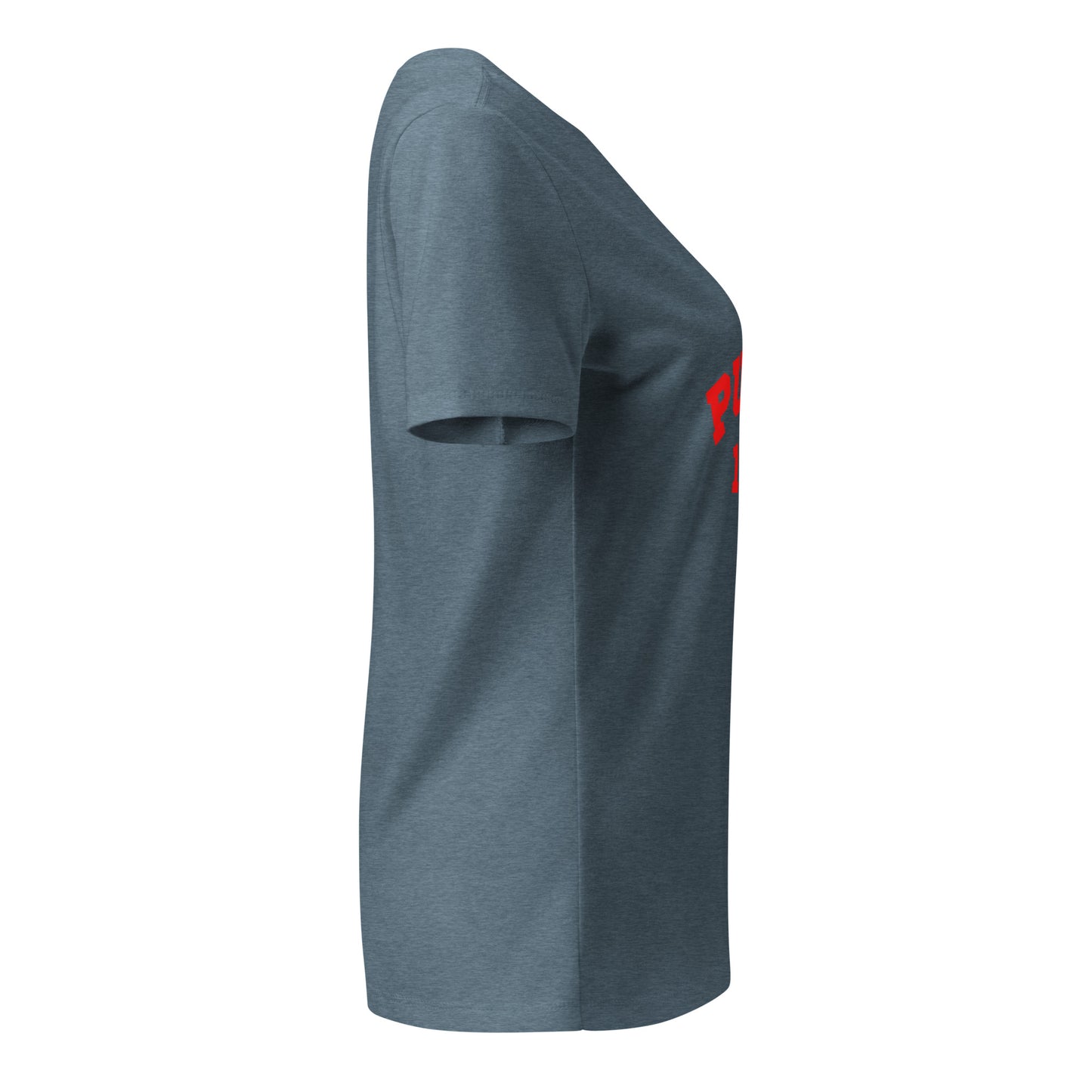 Women’s relaxed v-neck t-shirt with Red Puma