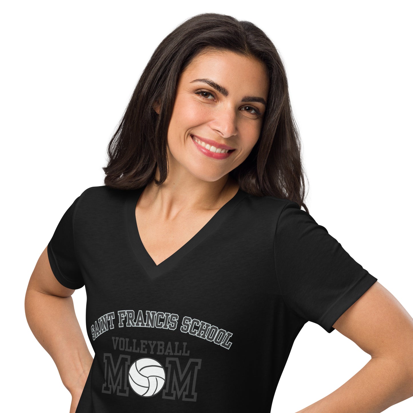 Women’s relaxed v-neck t-shirt VOLLEYBALL MOM2