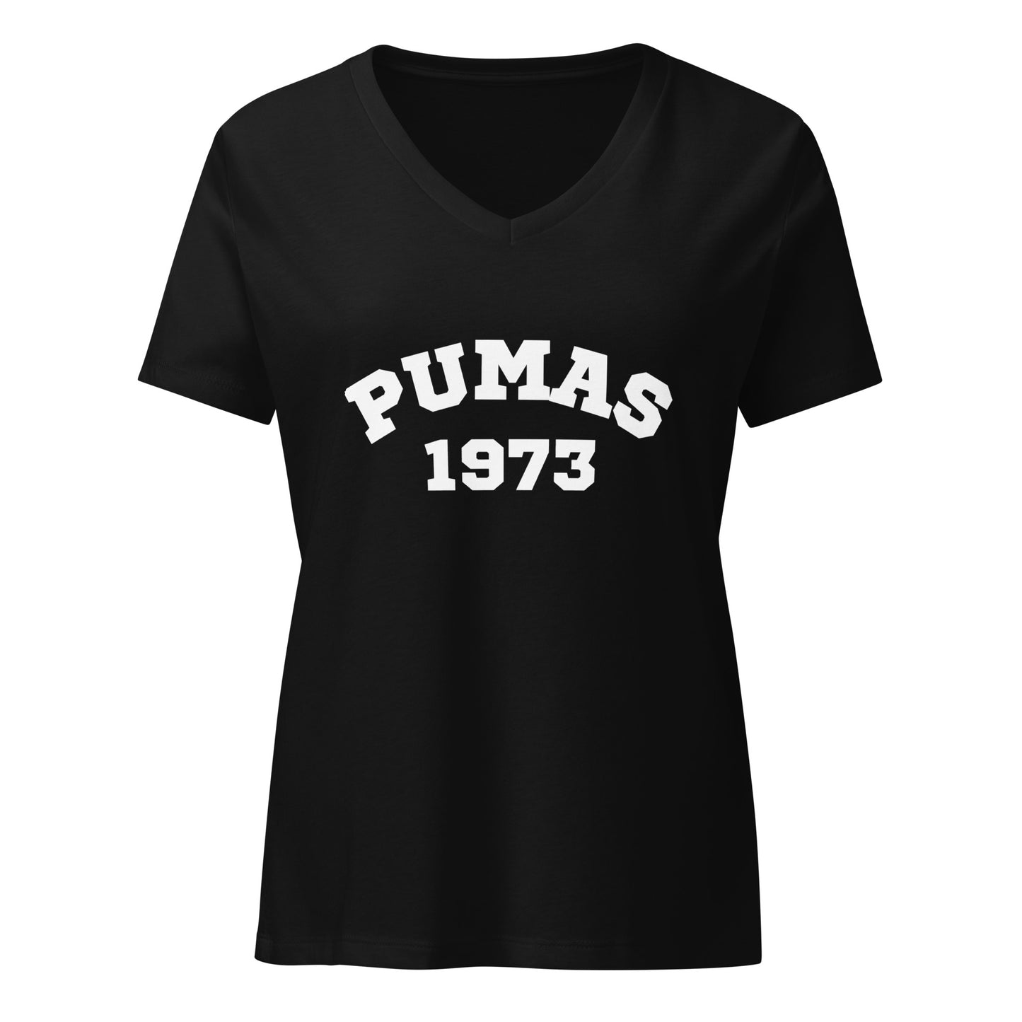Women’s relaxed v-neck t-shirt with white PUMA