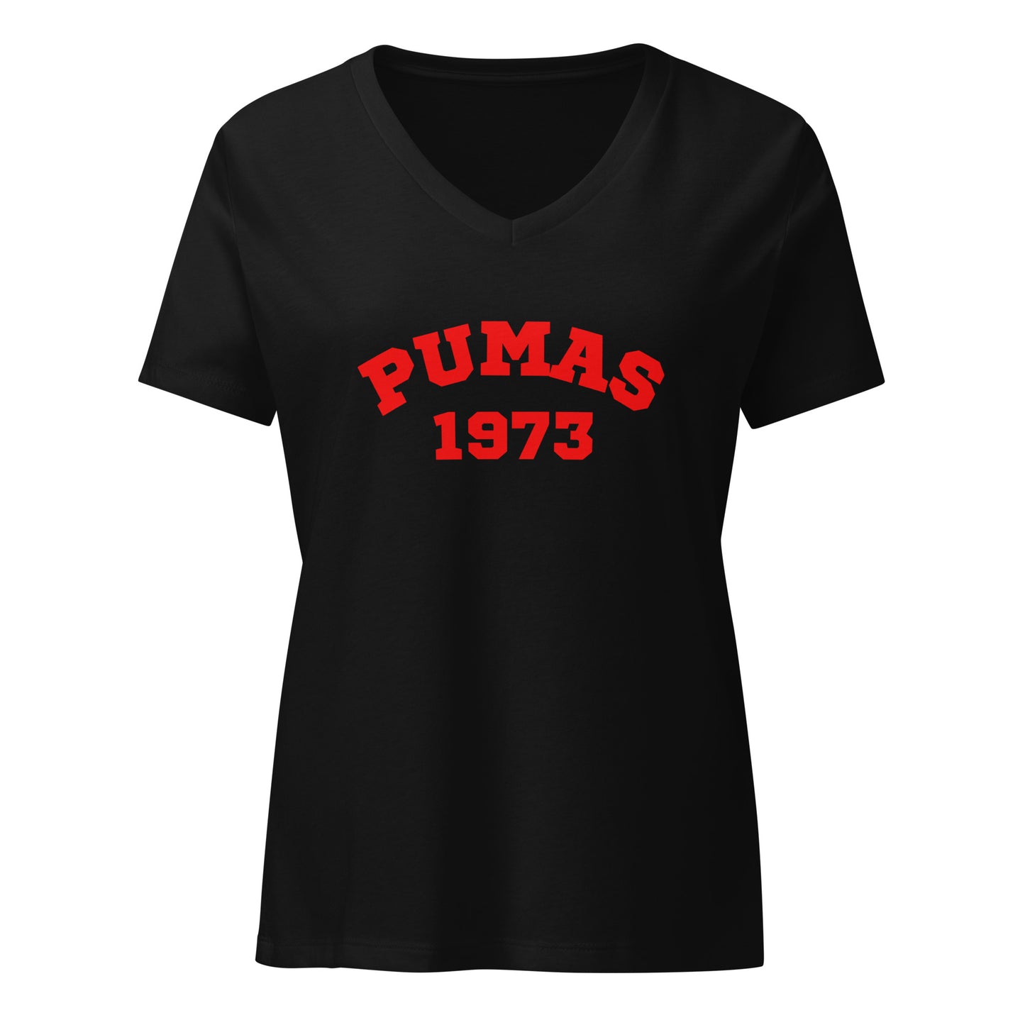 Women’s relaxed v-neck t-shirt with Red Puma