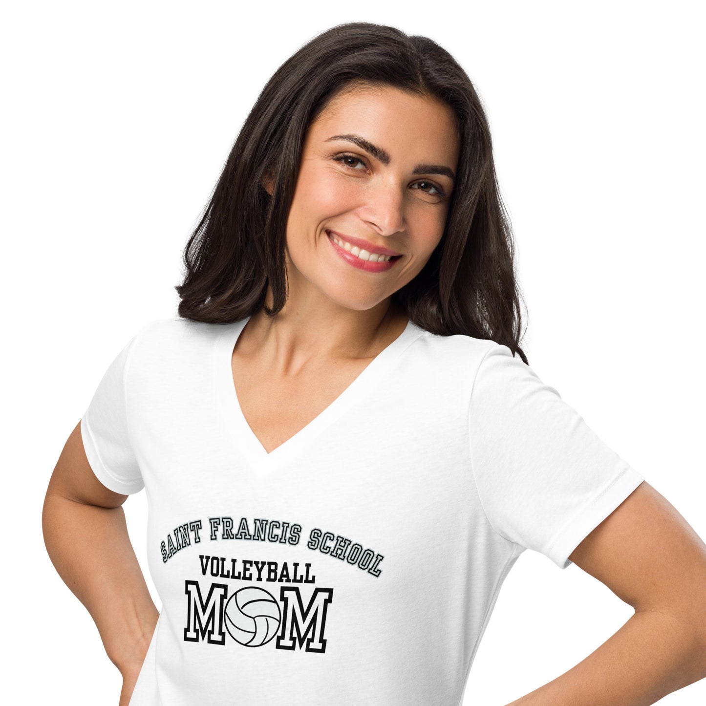 Women’s relaxed v-neck t-shirt VOLLEYBALL MOM1