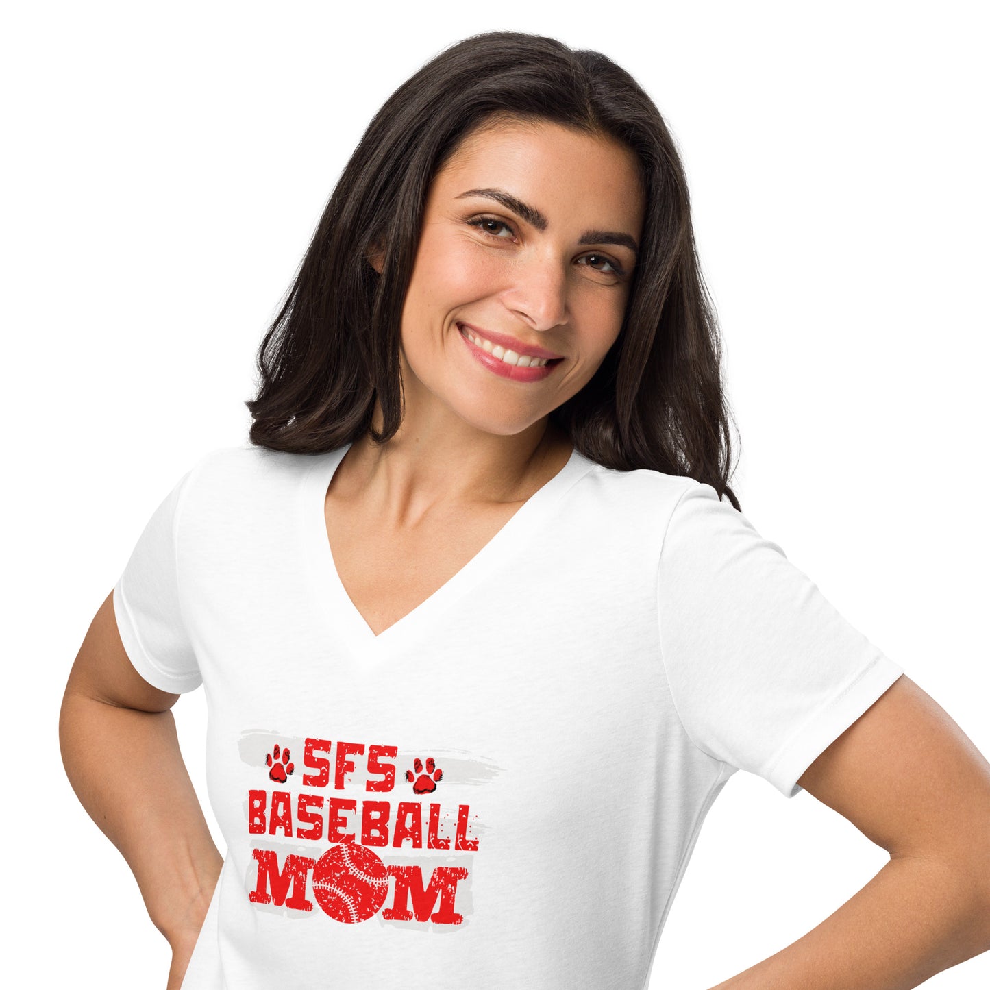 Women’s relaxed v-neck t-shirt Baseball Mom 3