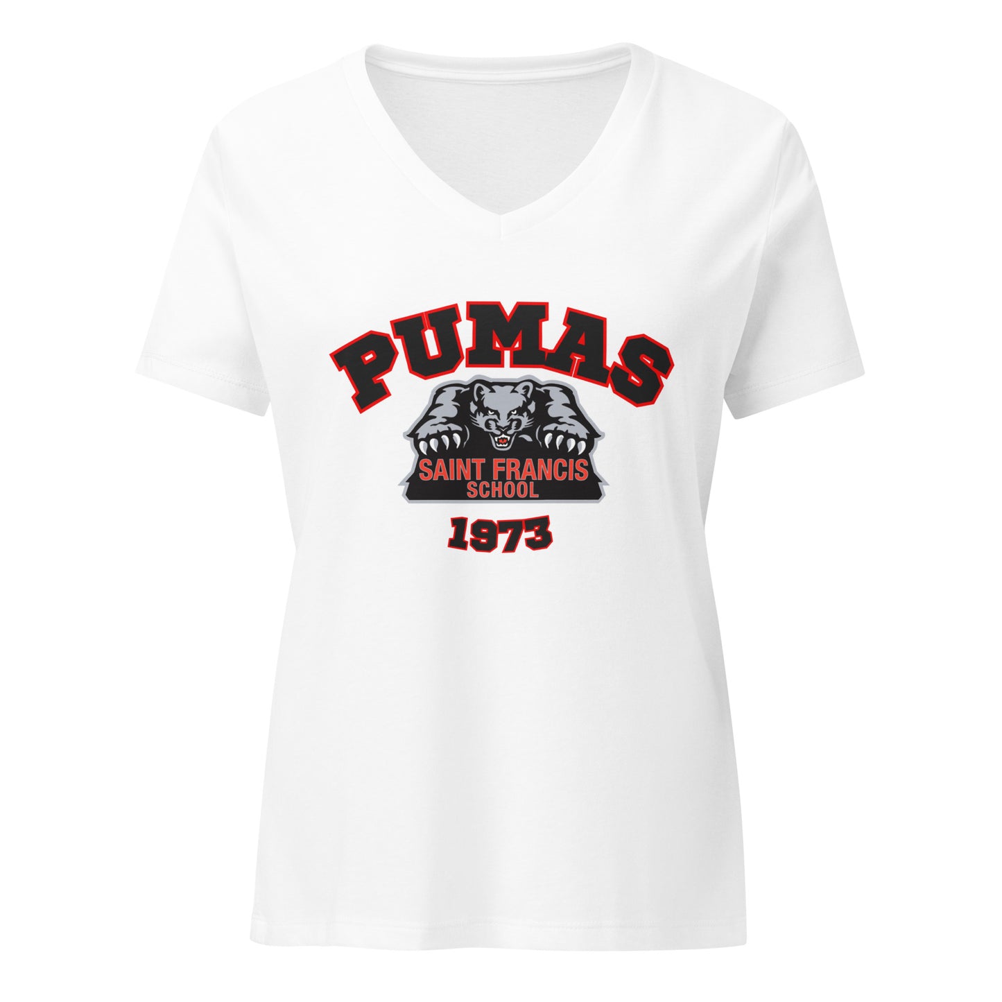 Women’s relaxed v-neck t-shirt with black Puma's logo
