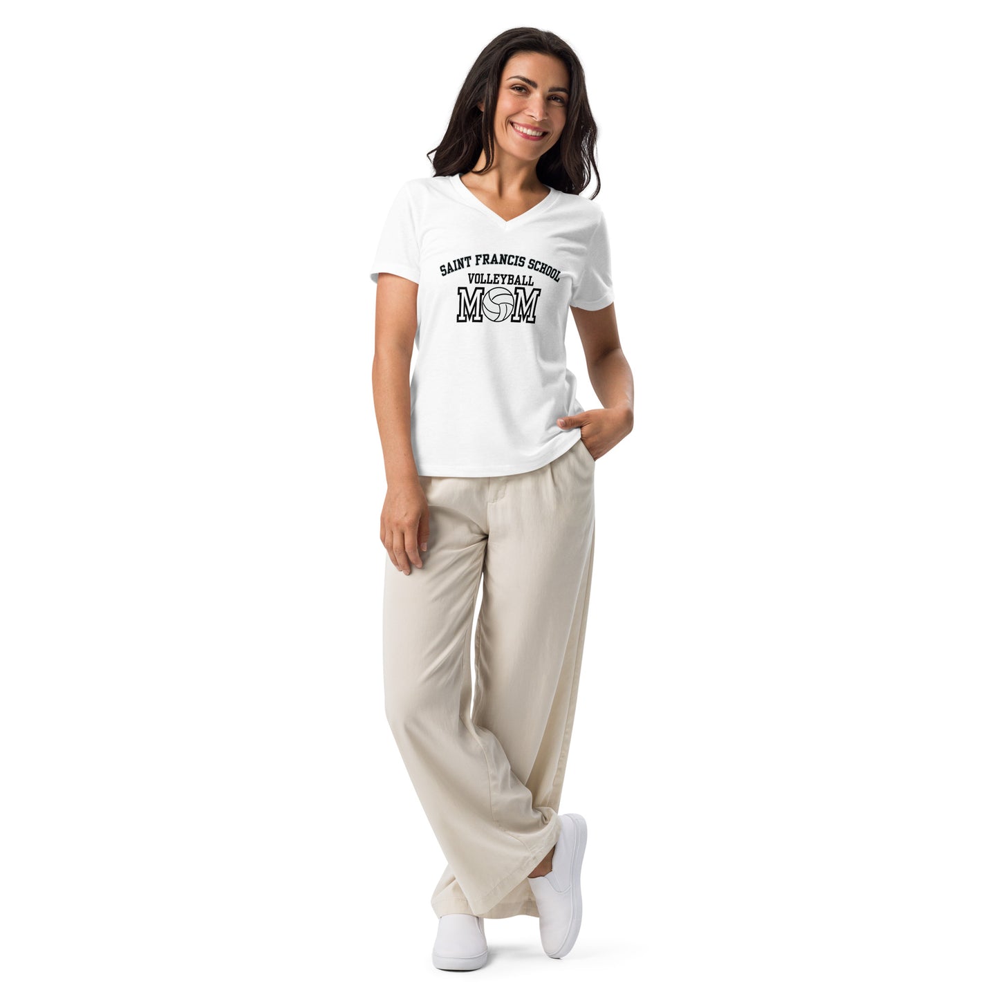 Women’s relaxed v-neck t-shirt VOLLEYBALL MOM2