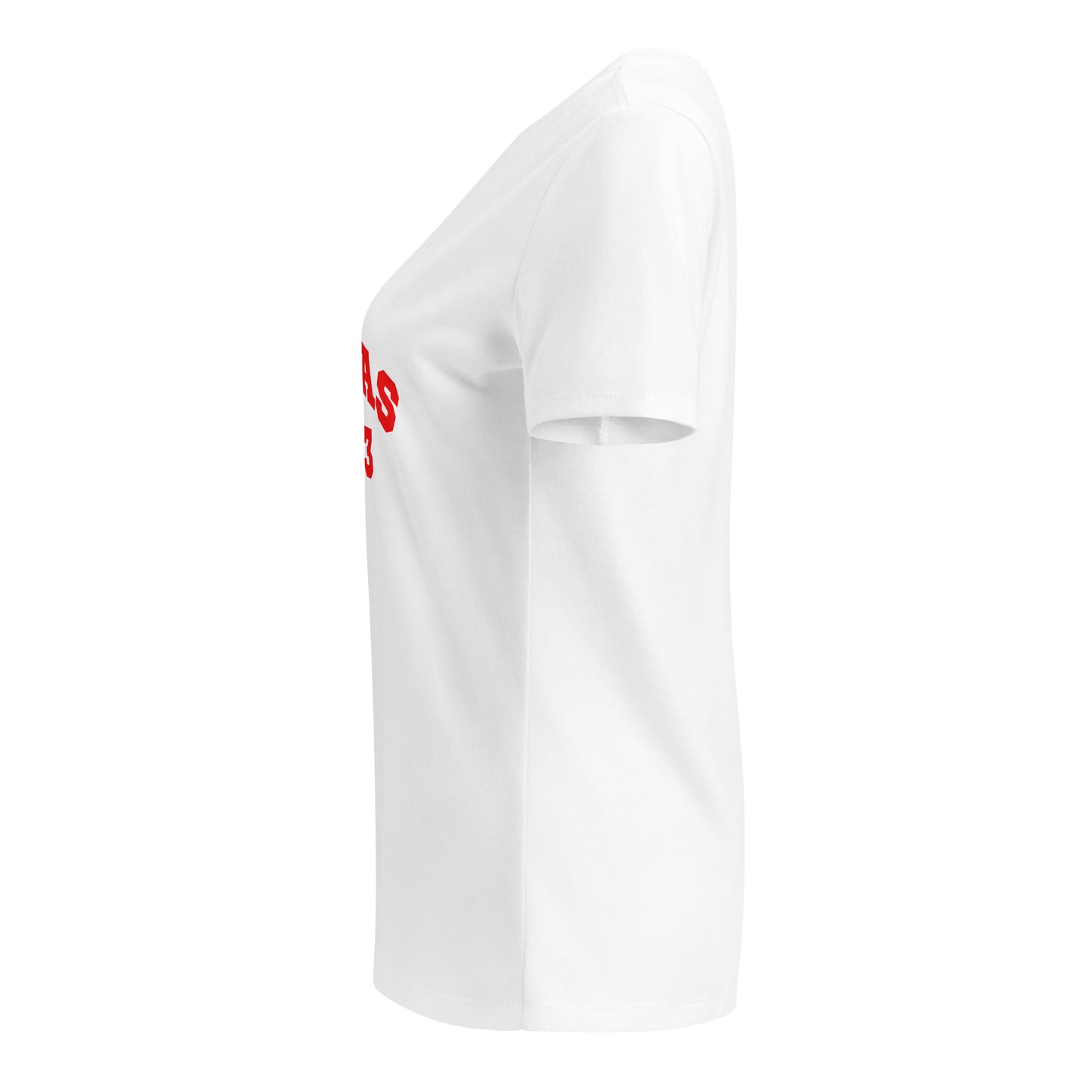 Women’s relaxed v-neck t-shirt with Red Puma