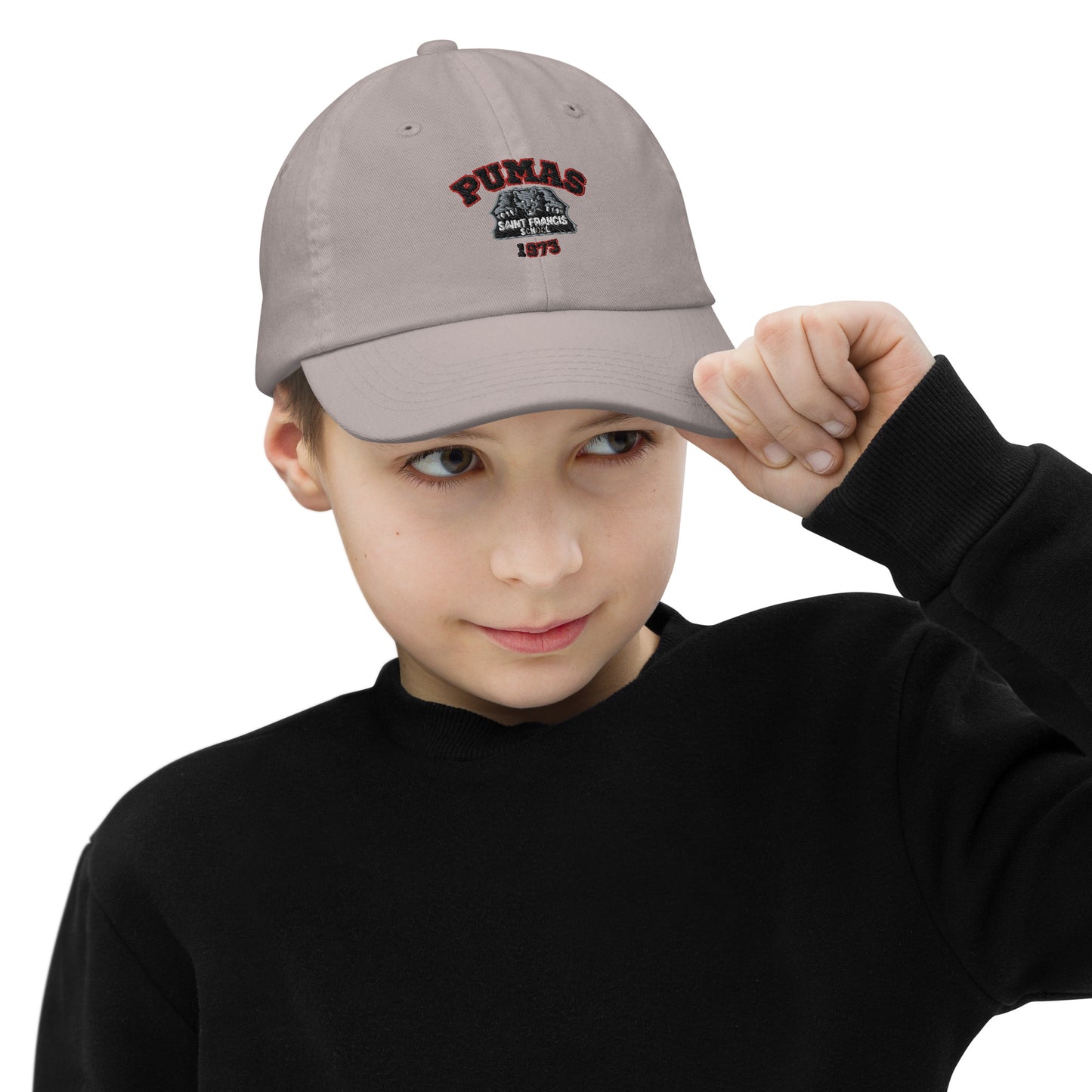 Youth baseball cap with black logo