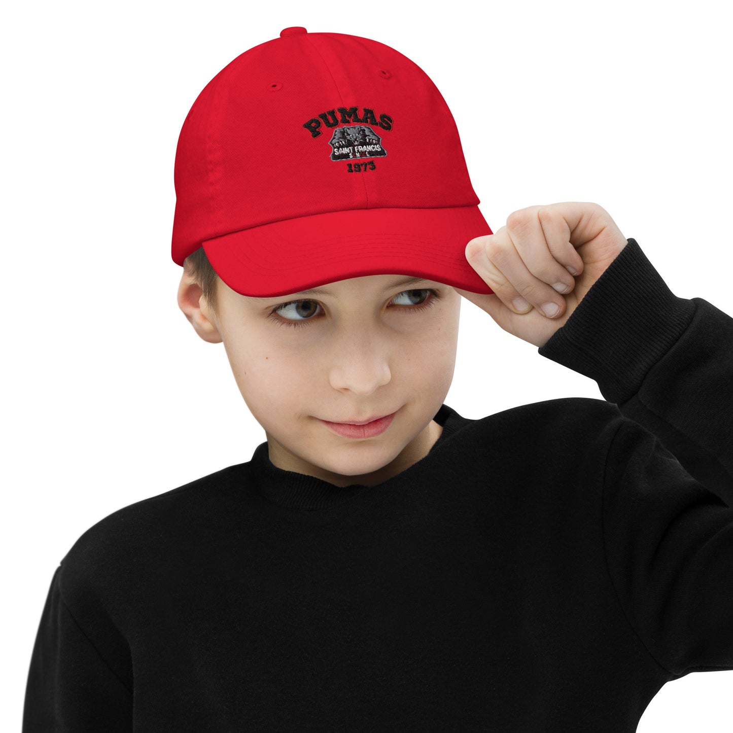 Youth baseball cap with black logo