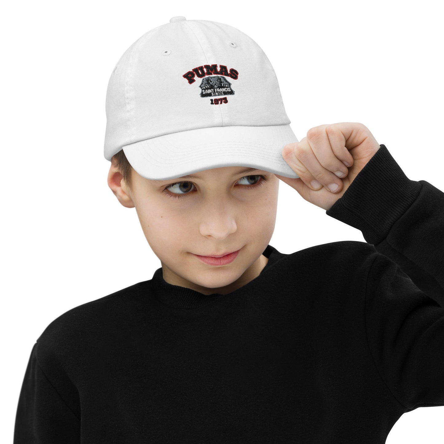 Youth baseball cap with black logo
