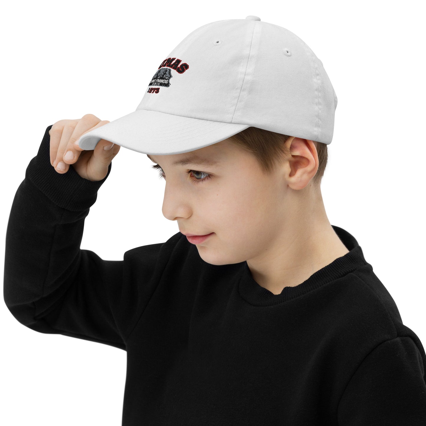 Youth baseball cap with black logo