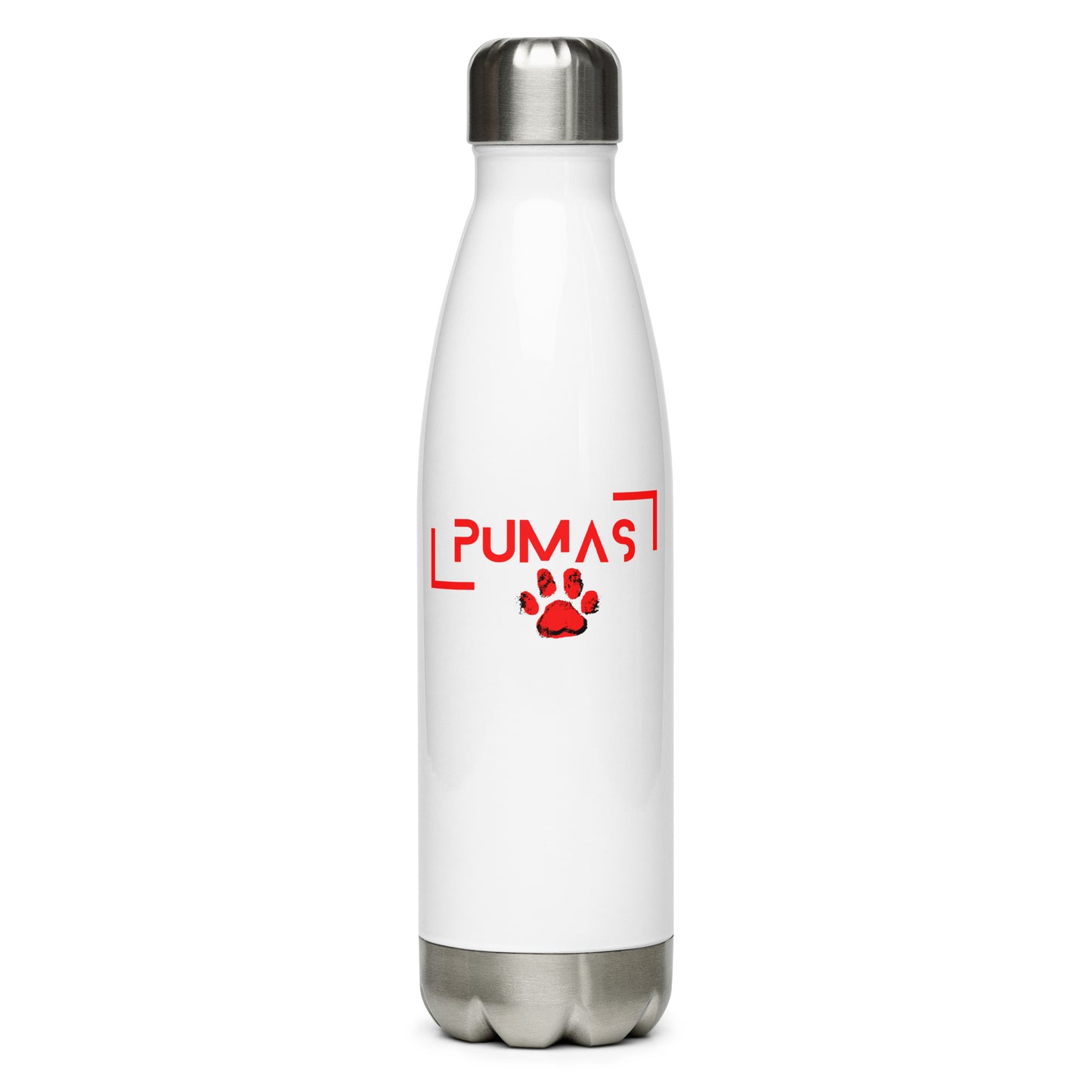 Stainless steel water bottle with futuristic logo