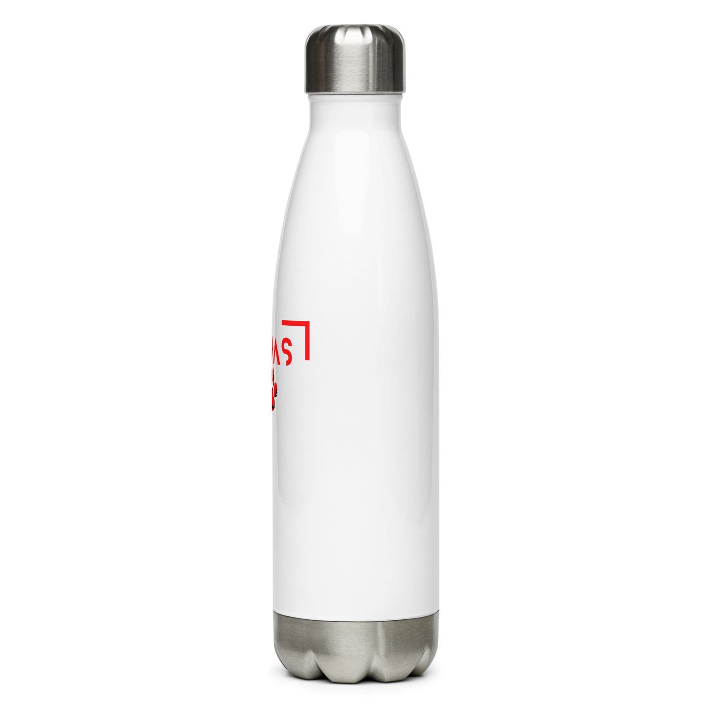 Stainless steel water bottle with futuristic logo