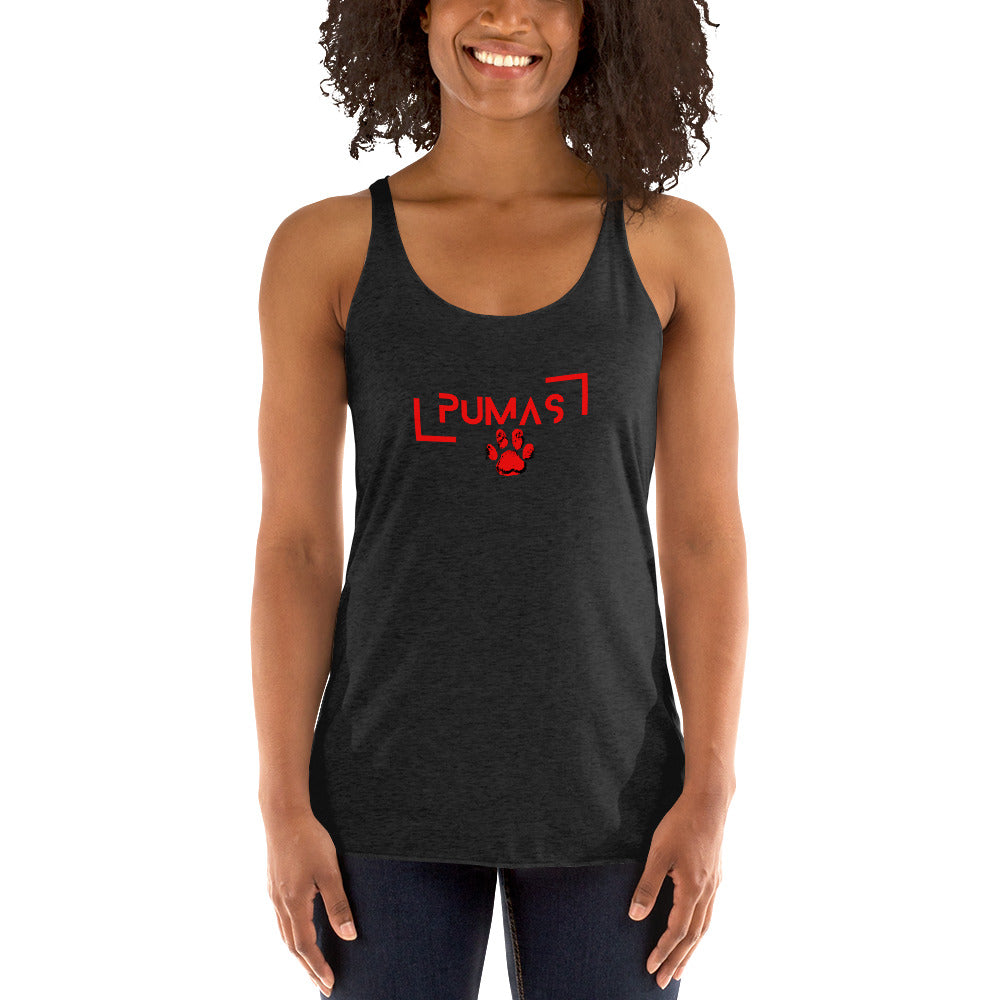 Women's Racerback Tank with futuristic logo